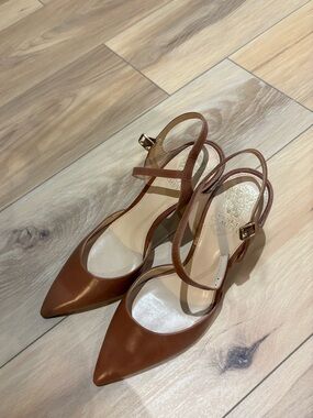 Vince Camuto Tan Pointed Toe Slingback Pumps